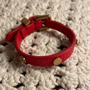 Marc Jacobs Pink Leather Bracelet with Gold Accents